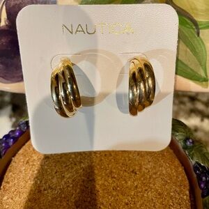 ✨ NWT~Nautica Multiple Hoop 18K gold plated Earrings. Handcrafted w precision✨